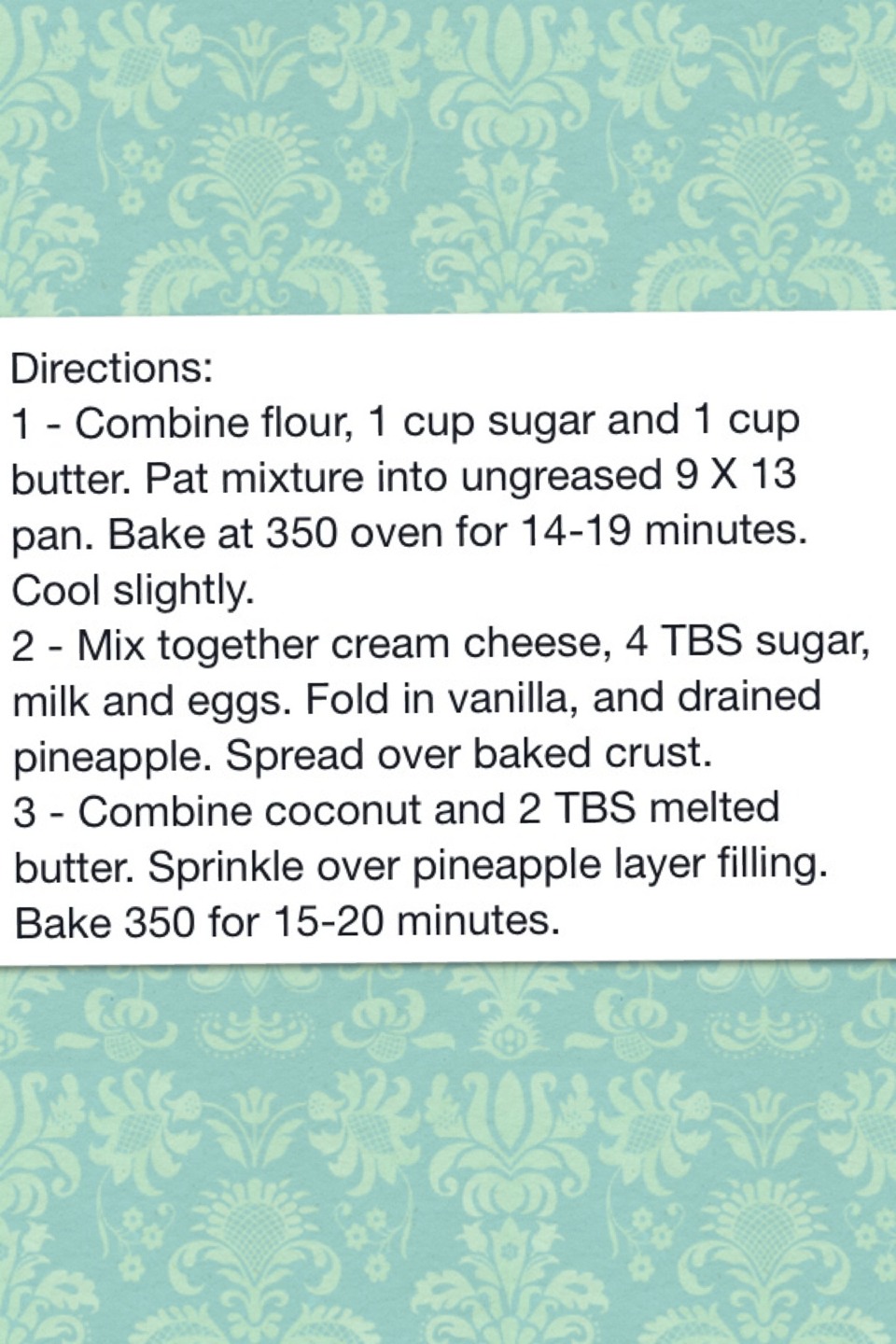 Hawaiian Cheese Cake Bars 