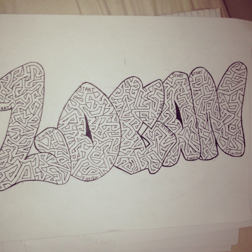 Example letter: Open When...you are bored
Include things like mazes, crosswords, word searches etc. Here's a hand drawn maze I made to include.
