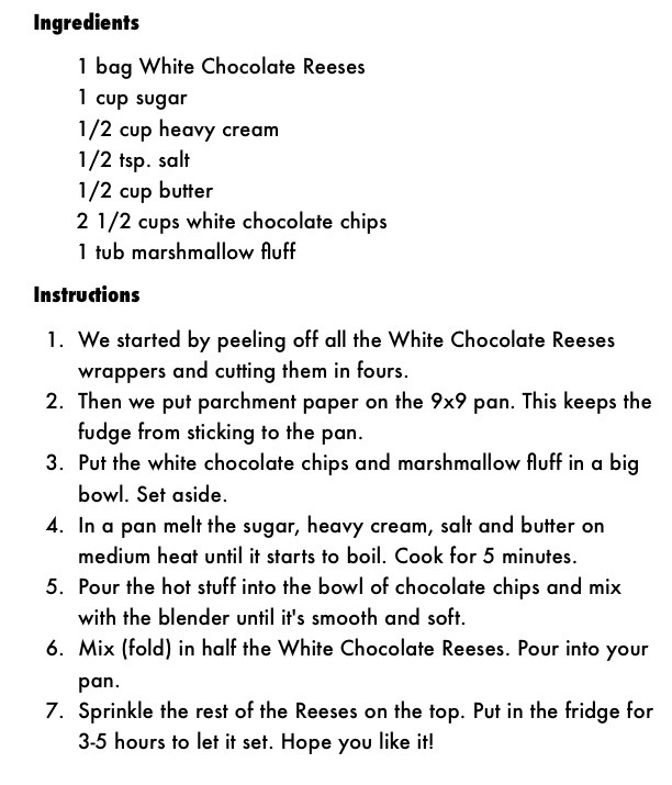 White Chocolate Reese's Fudge