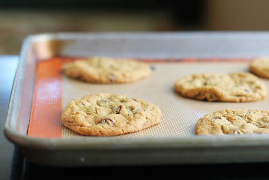 7. For chocolate chip cookies with the perfect texture, chill the dough and bang the pan.