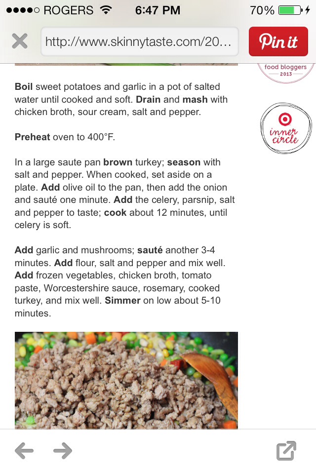 Sweet Potato Turkey Shepherds Pie