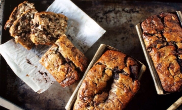 Banana bread with nutella swirls