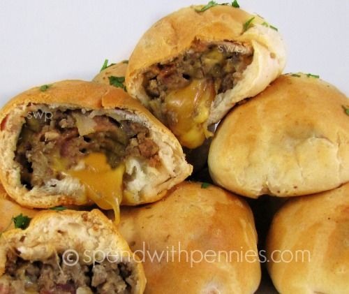 Preheat oven to 375 degrees.
In a large pan, brown ground beef, bacon and onion until cooked. Drain any grease.
Add cream cheese, ketchup, barbecue sauce, mustard and Worcestershire sauce. Stir over low heat until cream cheese is melted. Allow to cool. Once cool, stir in egg white.