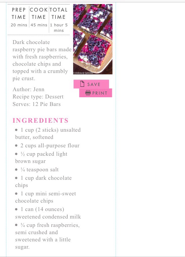 🍫🍫DARK CHOCOLATE RASPBERRY PIE BARS🍫🍫