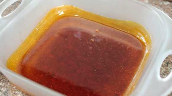 Coat the bottom of a Glass baking pan with the caramel. Wait 5 seconds then pour in your flan mixture. Bake for a half hour or until you can dip a fork and it comes out clean.