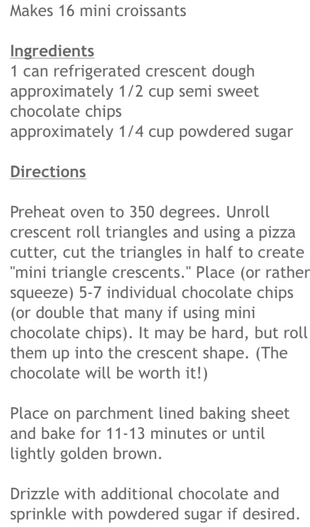 Super Easy Mini Chocolate Croissants... Yummmm... 