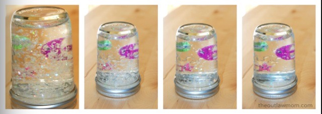 Material needed:
Jar
Glitter
Stickers
Water