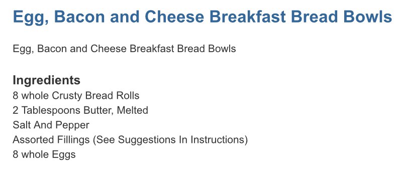 Egg, Bacon, And Cheese Breakfast Bread Bowl Recipe 