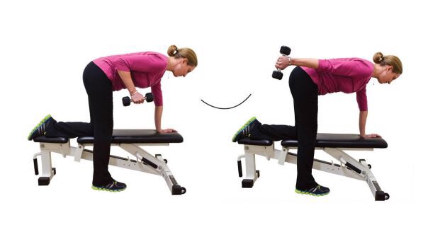 9. 15 tricep kickbacks.

~As shown above, when you are beginning, you can lean against a surface and do one arm at a time, however when you feel more confident, you can do both arms at a time.