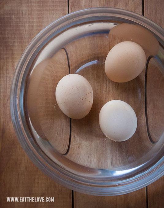 2. Bring eggs to room temperature in five minutes with a bowl of warm water.