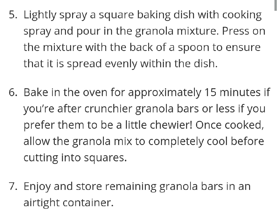 Homemade Granola Bar Recipe