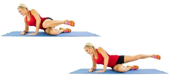 Saddlebag Sizzler: This is the move our CEO and founder Brooke Griffin is doing in the video above. You’ll really feel the burn in your glutes and your thighs after about 10 seconds of this! Perform the move on each leg for 30 seconds each.
