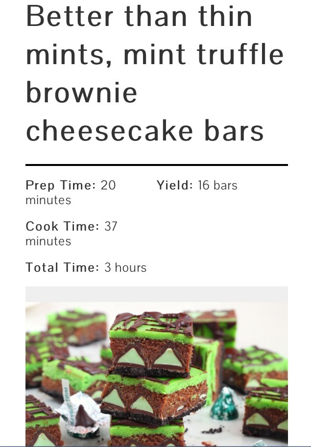 Mint Truffle Brownie Cheesecake Bars