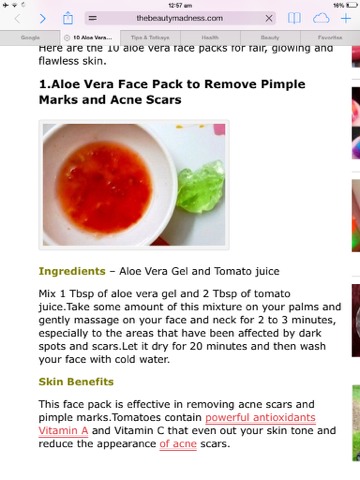 Aloe Vera Mask For Dry,acne Scars And Fair Skin
