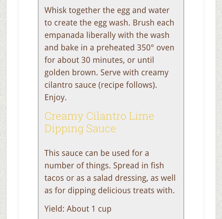Beef And Potato Empanadas With Creamy Cilantro Lime Dipping Sauce!!