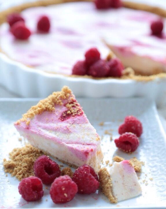 Raspberry cream ice cream pie