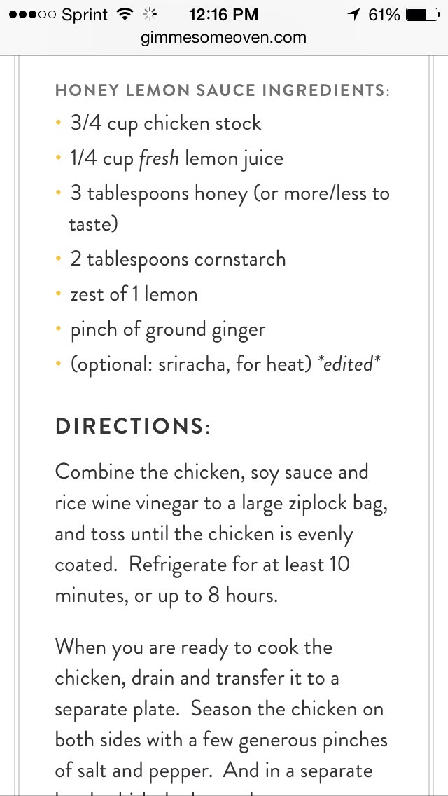 Skinny Honey Lemon Chicken 😍
