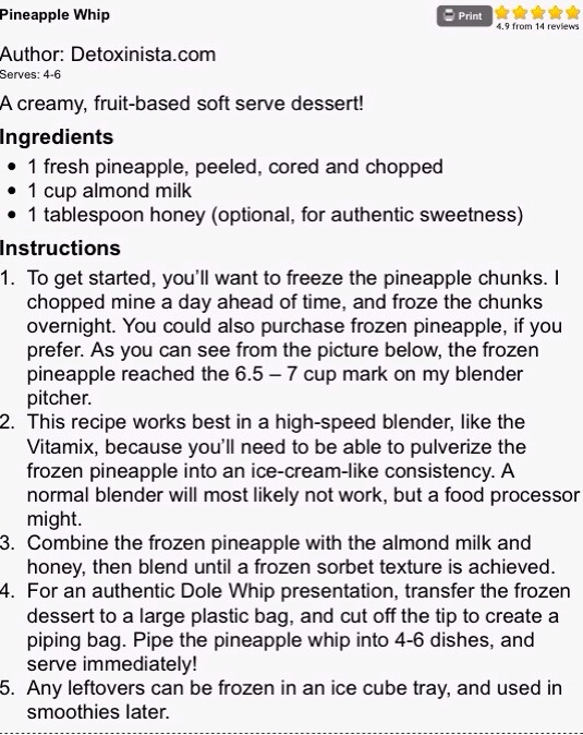 Detox Pineapple Frozen Drink & Dessert. SO YUMMY! 