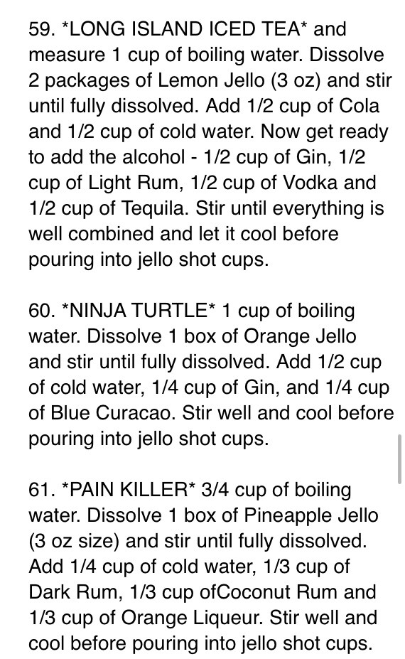 70 Different Jello Shot Recipes. Lots With Jägger!
