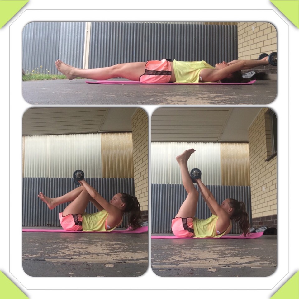Repeat this exercise 30x (or more if this is easy) and make sure to hold for 5 secs when the weight is behind your head. Do it slowly  and start of with either a light weight or something with weight (I used to use a milk carton with sand!!!)