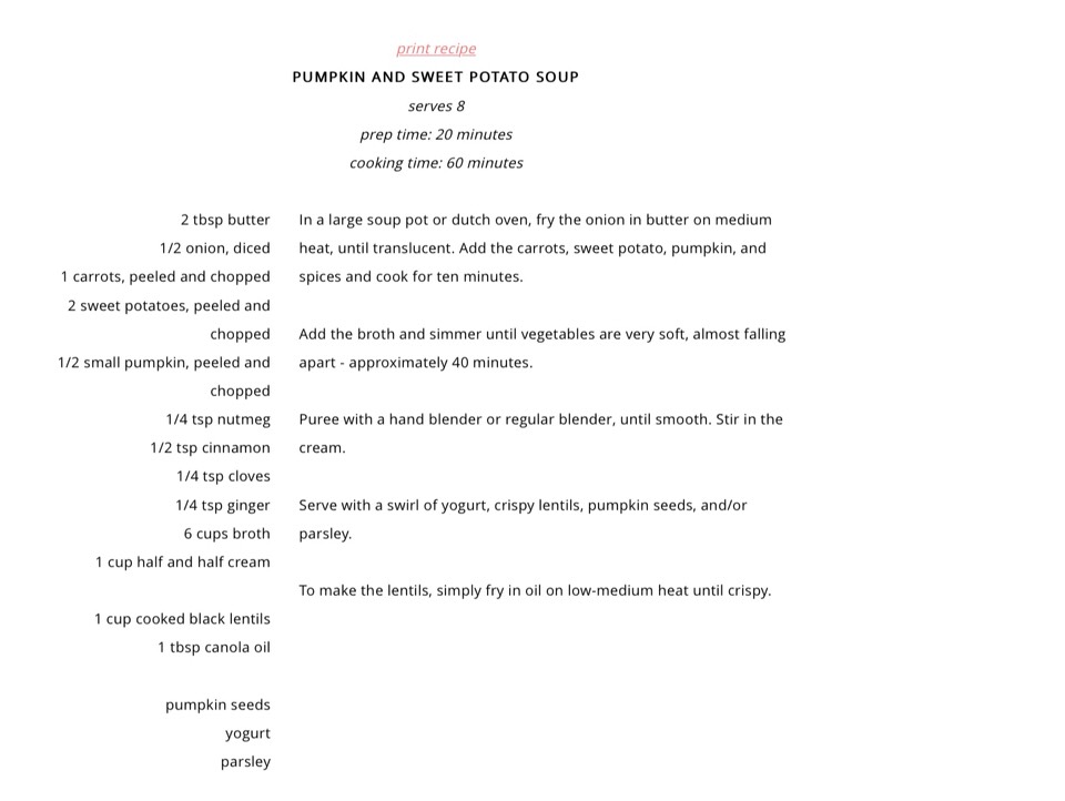Sweet potato And Pumpkin Soup