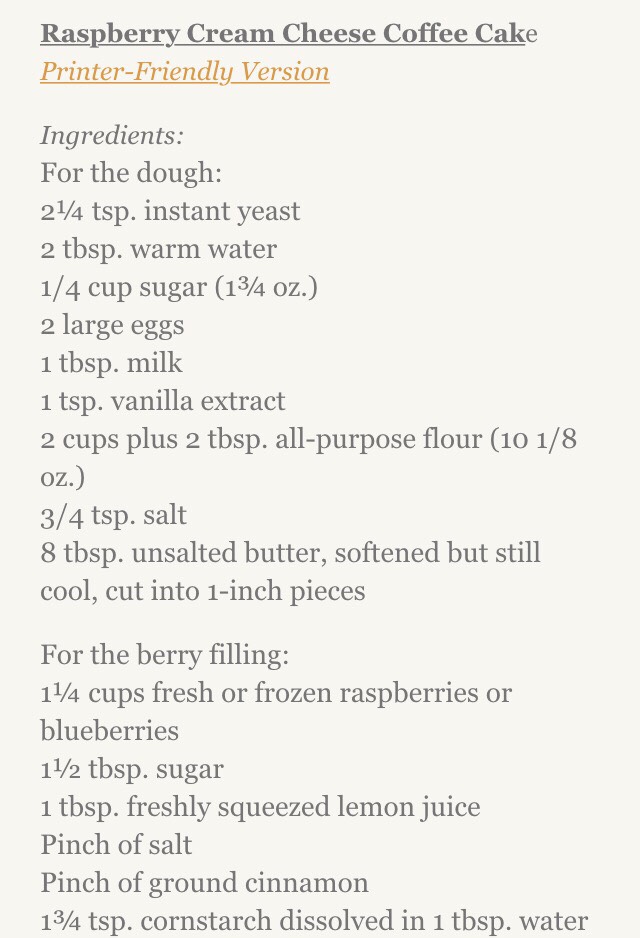 Raspberry Cream Cheese Coffee Cake π