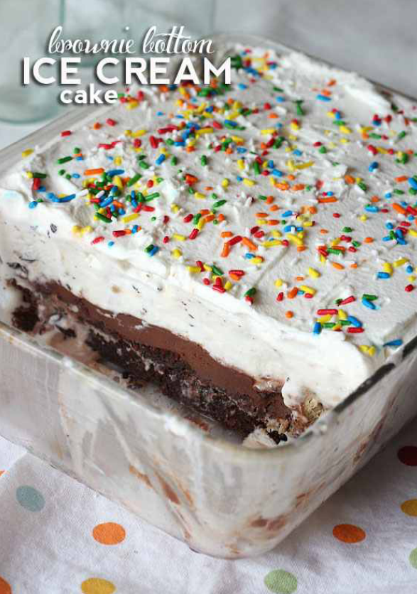 Brownie Bottom Ice Cream Cake!!