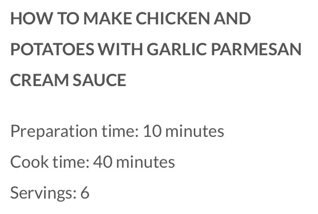 Chicken & Potatoes With Creamy Garlic Parmesan Cream Sauce!