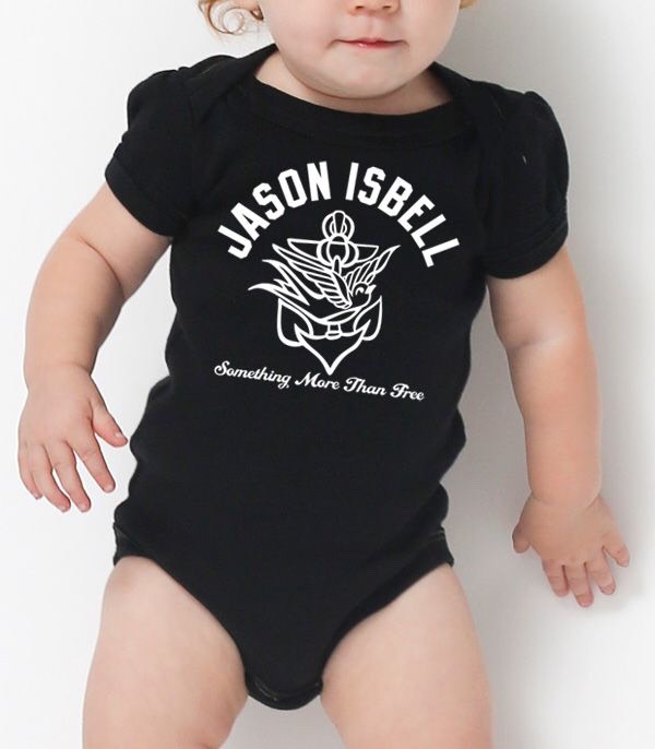 Jason Isbell "Something More Than Free" Onesie.  100% cotton. Black. In stock. $20. 

http://stores.portmerch.com/jasonisbell/jason-isbell-apparel/tattoo-onesie.html