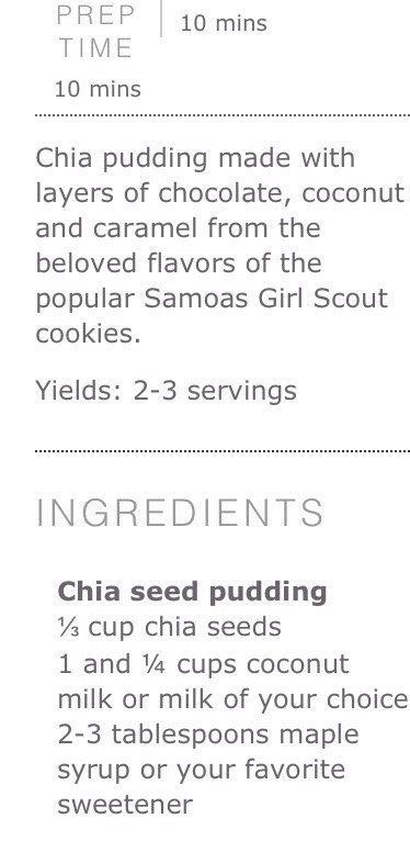 Samoa chia pudding parfait 