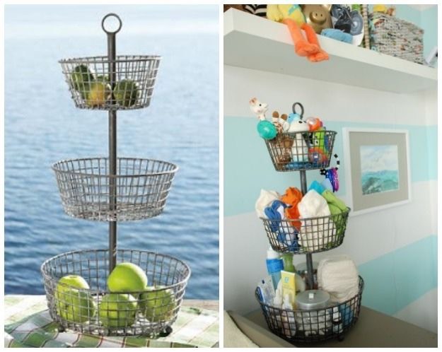 Use a fruit basket for baby stuff