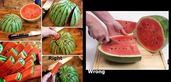 Slicing watermelons is not the best idea. They should be cut crosswise instead.