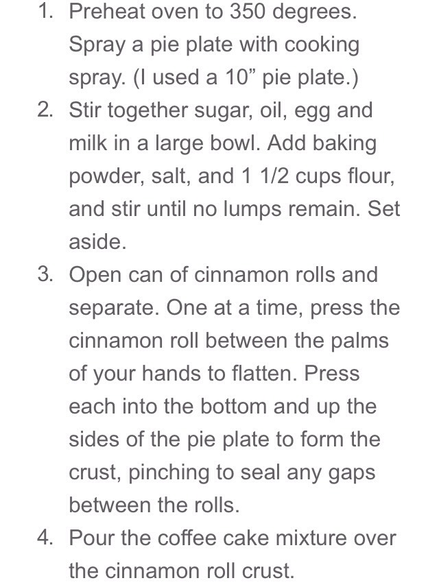 Cinnamon roll coffee cake pie