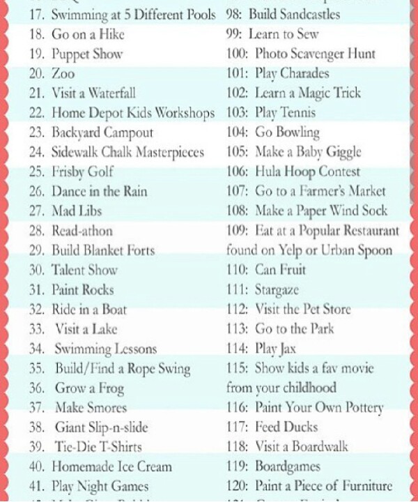 160 Summer Fun List Ideas