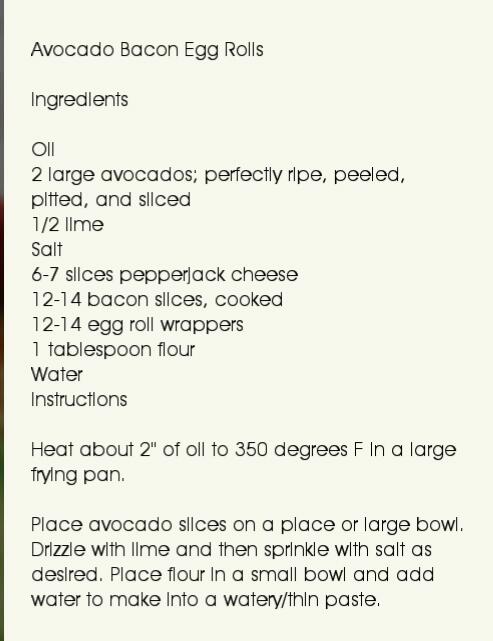 Avocado bacon eggs rolls recipe