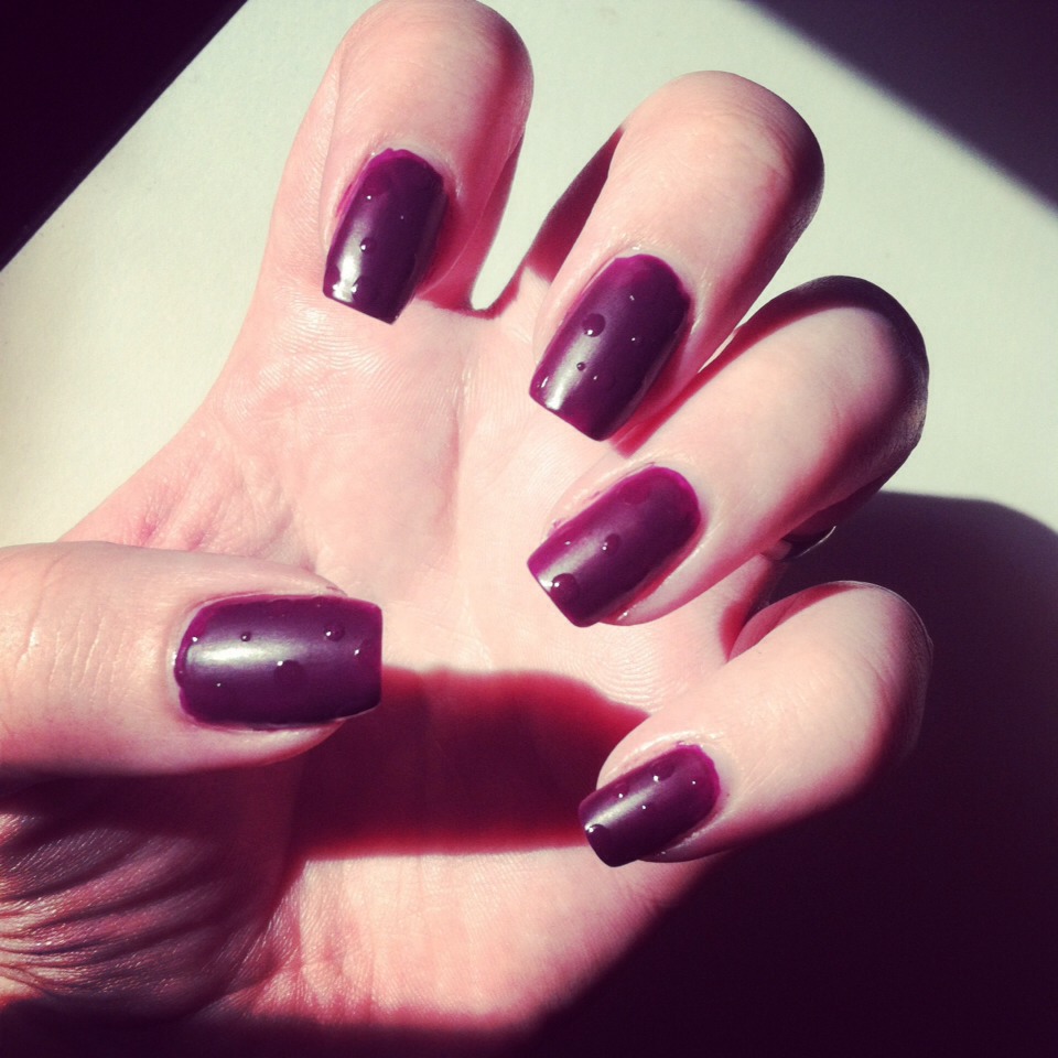 This is Intuition with a matte topcoat over it, wear it shiny or matte, either way you'll get loads of compliments! It's the perfect deep purple!