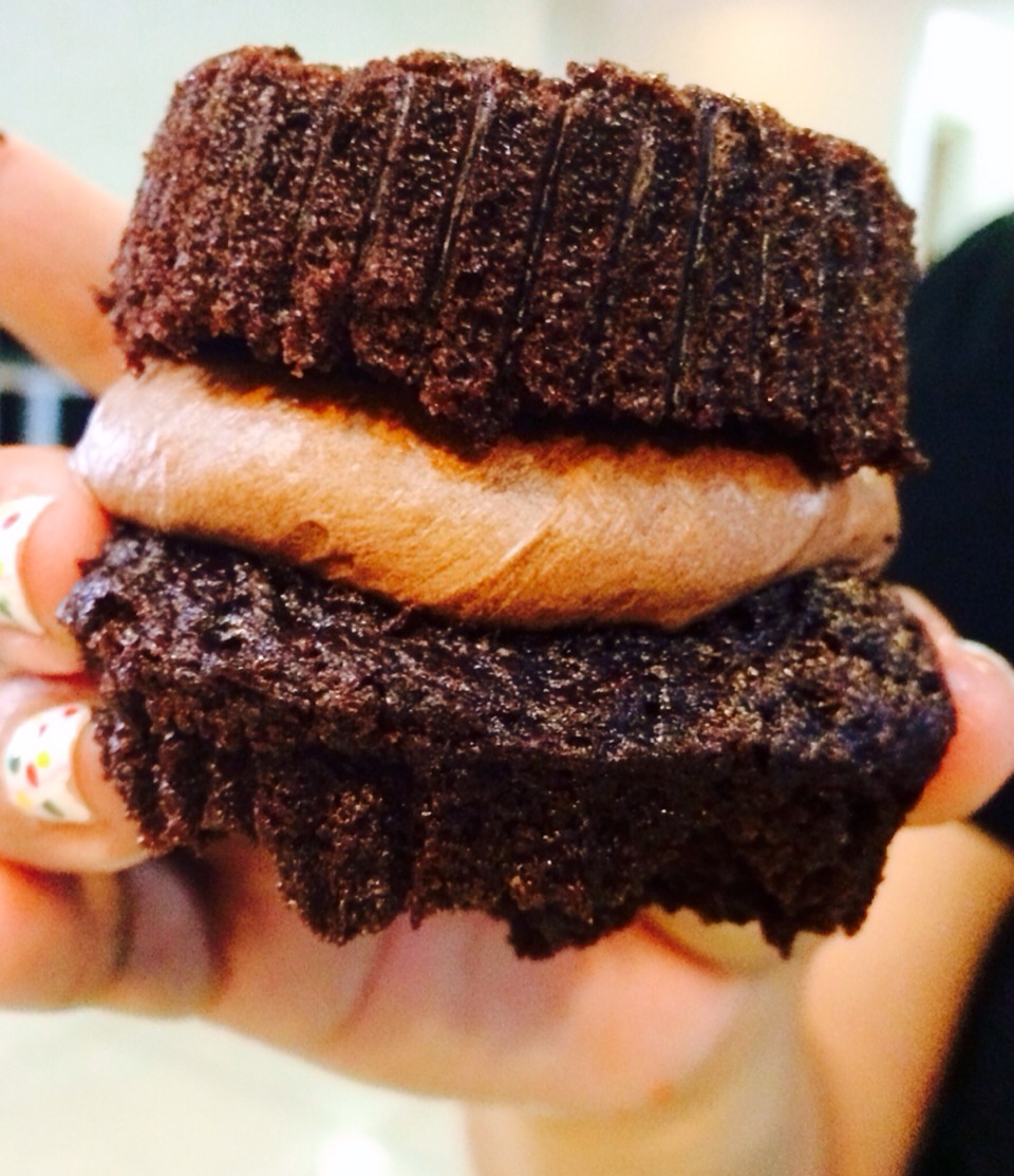 Put the bottom part at the top of the icing. Making it a sandwich. 