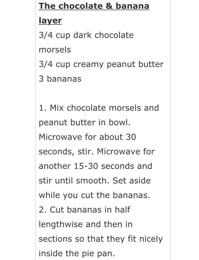 Chocolate Peanut Butter Banana Cream pie 