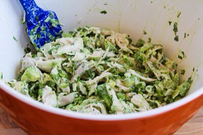 Then add the finely chopped cilantro and gently mix again, just until it's barely combined.  Serve right away or chill.
