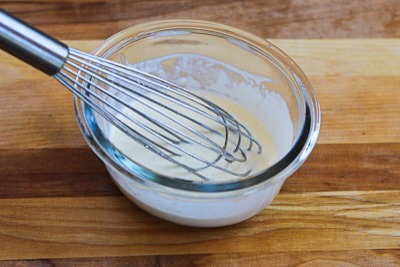 I mixed 2 T mayo and 1 T fresh squeezed lime juice to make the dressing.  (Remember there is already some lime juice on the avocado, so if you're not that crazy about lime you could use a bit less.)