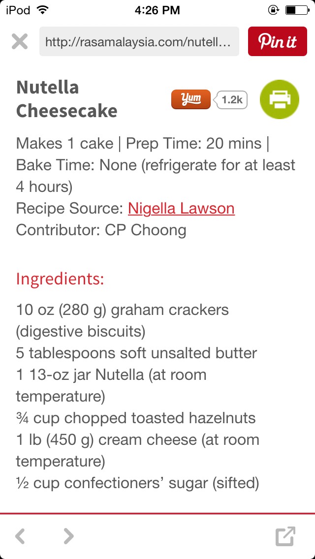 Nutella Cheese Cake Recipe 😋