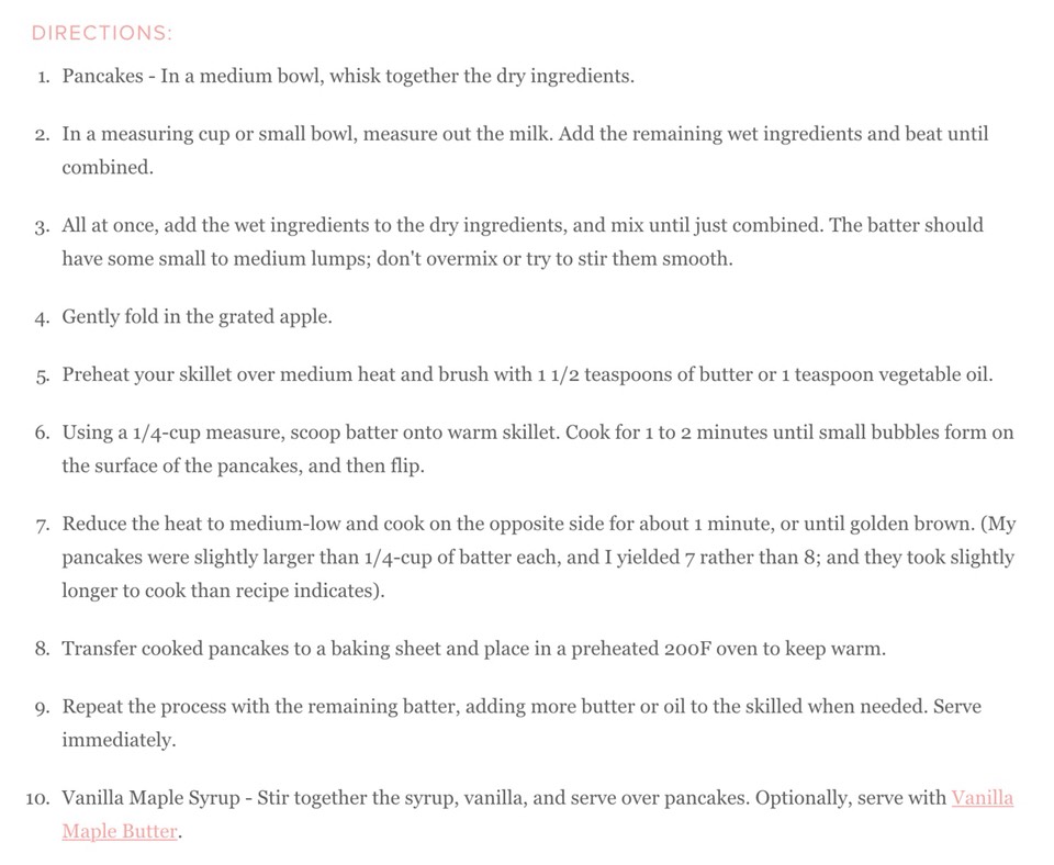 Apple Pie Pancakes With Vanilla Maple Syrup Recipe