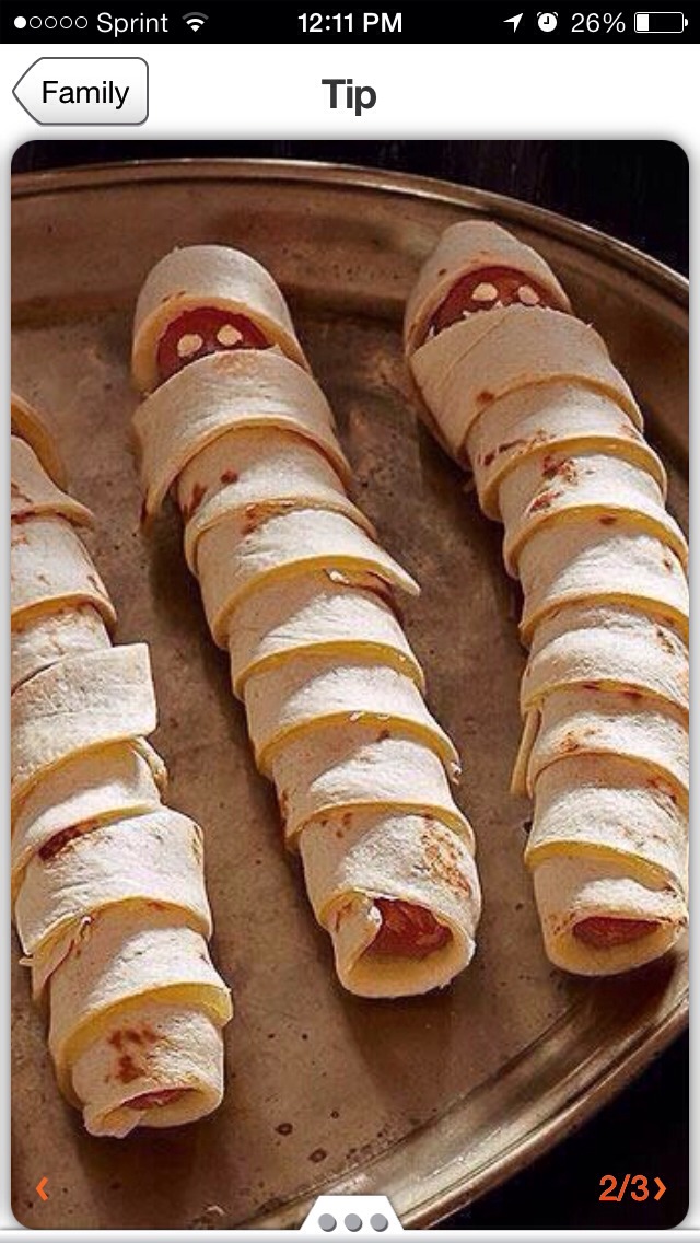 Sausage and tortillas will make mummies 