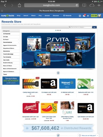 There are many different types of rewards from gift cards to money being sent directly to Paypal!!!