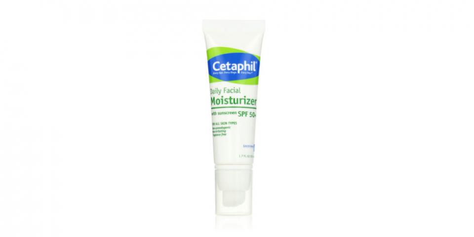 Daily Facial Moisturizer, CETAPHIL, $14
This sunscreen doubles as your moisturizer, protecting and hydrating your skin, without leaving any white residue behind. Instead, it leaves your skin with a gorgeous, dewy glow.