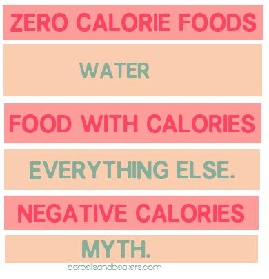 However, some food, such as celery and watermelon take more calories to burn than to intake. In this case, I suppose you can claim it has "negative" calories.