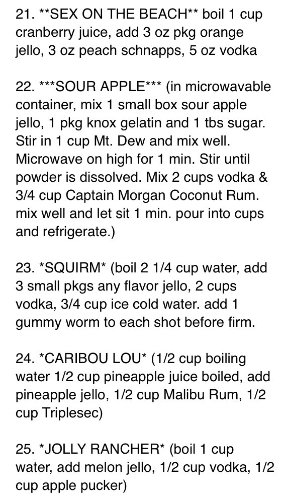 70 Different Jello Shot Recipes. Lots With Jägger!