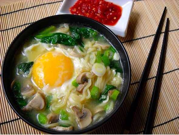 b. Ramen with Fresh Veggies & Egg