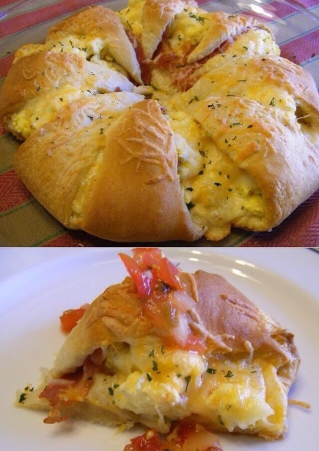 Bake at 370F for 12 to 15 mins or till lightly golden brown and cooked . Your breakfast crescent roll is ready
