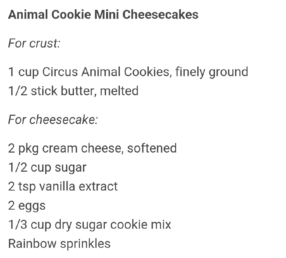 Animal Cookie Mini Cheesecakes!!!